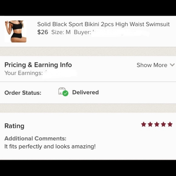 5⭐️ Solid Black Sport Bikini High Waist Swimsuit - Picture 6 of 8